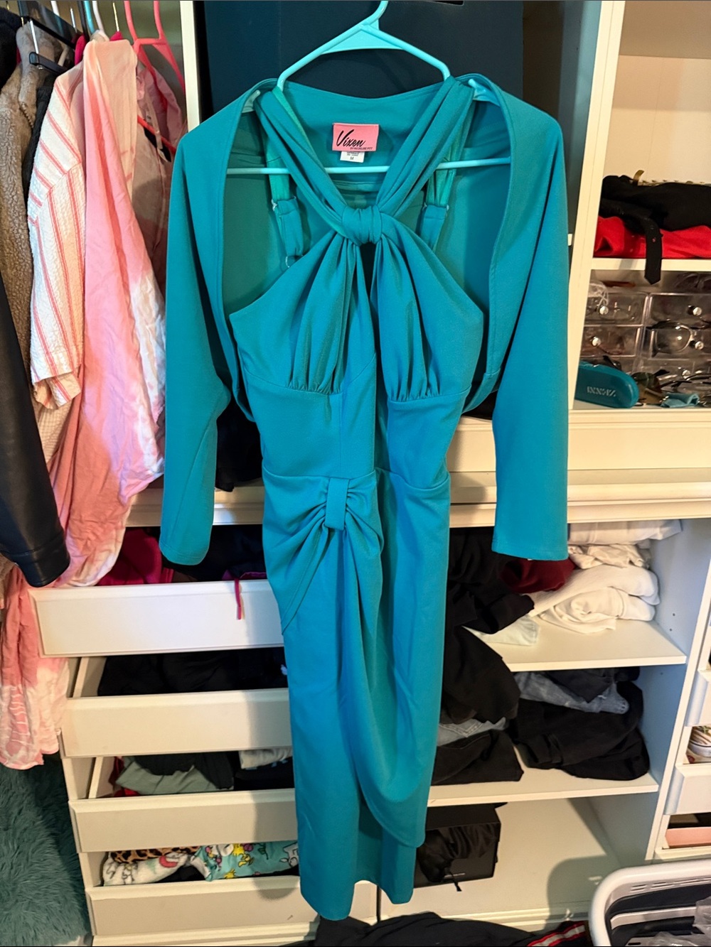 Vixen by Micheline Pitt Golden Era wiggle teal size medium with bolero NWT